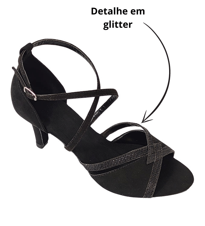 Sandália Dança de Salão com Tira em Glitter - Imagem 2